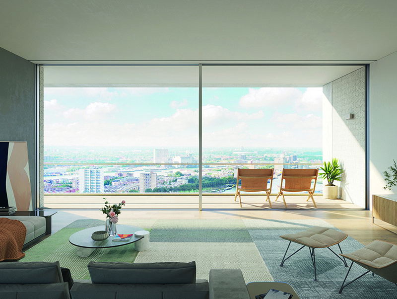 Filigrane Aluminiumprofile im Panorama Design erweitern den Wohnraum durch fließende Übergänge von innen nach außen. Foto: © Schüco International