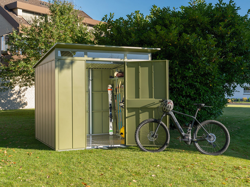 Die Häuser aus Metall sind zu 100 Prozent klimaneutral, besonders langlebig sowie stabil und bieten eine große Auswahl bei der Farbgestaltung. Foto: © Hörmann