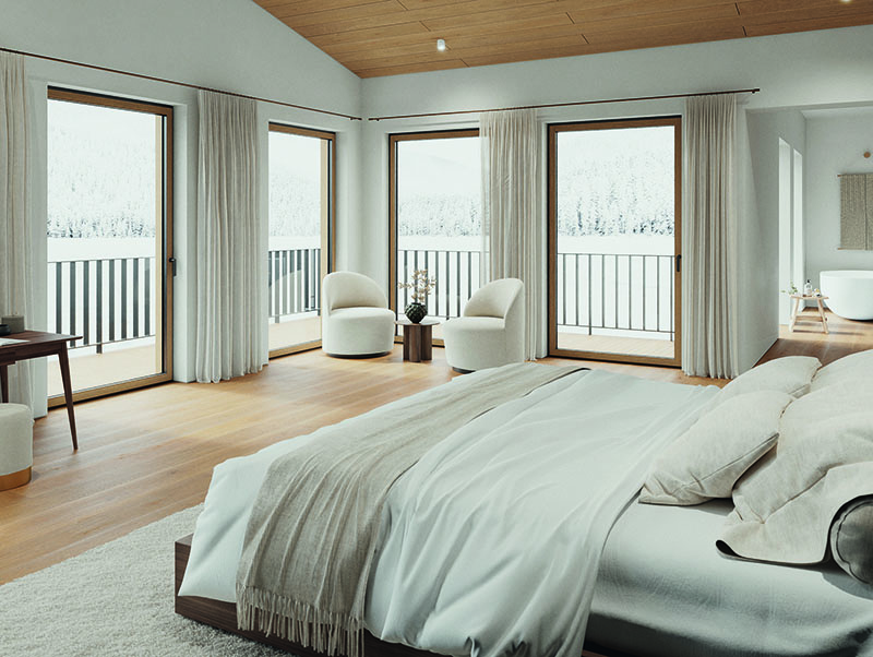 Schüco WoodDesign für Aluminiumfenster erhält den Red Dot Award 2023: Product Design. Foto: © Schüco International KG