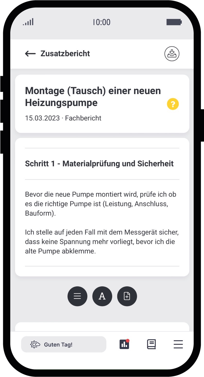 Mithilfe eines Editors können Zusatzberichte in der Berichtsheft-App erstellt werden. Foto: © Zubido GmbH