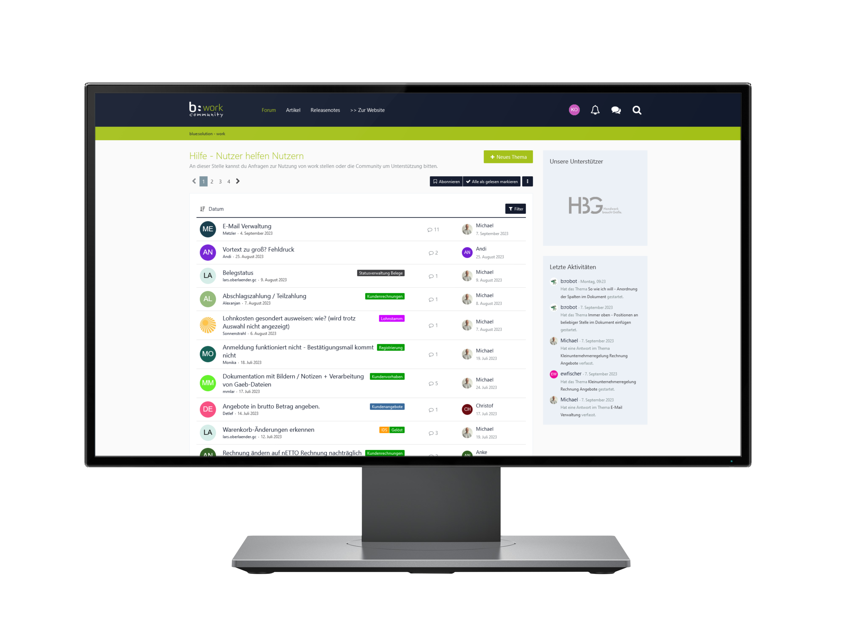 Im Forum von b:work können sich Anwender austauschen und erhalten Tipps und Tricks, wie sie die Handwerkersoftware am besten nutzen können. Foto: © blue:solution software GmbH