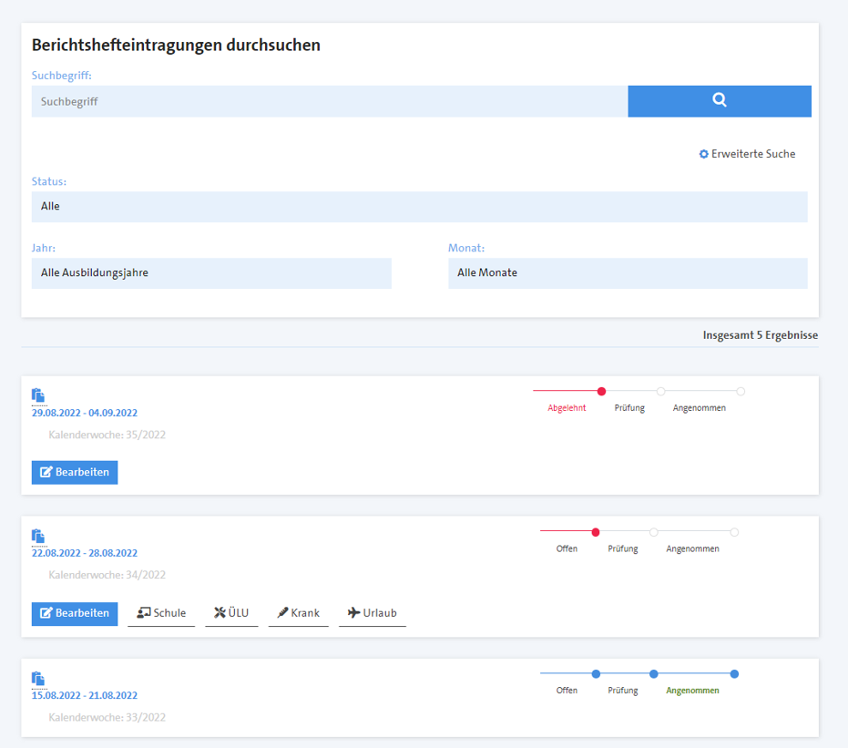 Das OnlineBerichtsheft