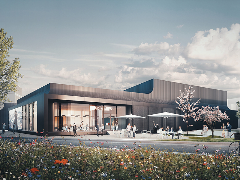 Das Schüco Welcome Forum ist zukünftig die erste Anlaufstelle für Besucher und soll passend zur BAU 2021 fertiggestellt werden. Foto: © Schüco International KG