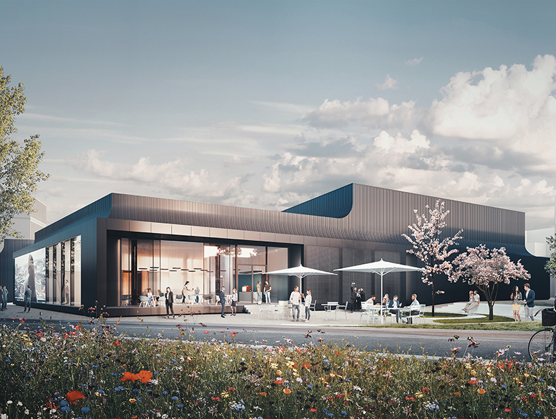 Das Schüco Welcome Forum wird die erste Anlaufstelle für Besucher und soll im 1. Halbjahr 2021 fertiggestellt werden. Foto: © one fine day/ Studio Dragusha