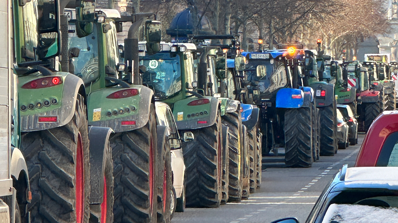 Protestzug der Landwirte am 8. Januar 2024 im Potsdamer Stadtzentrum. Foto: © HWK Potsdam/Kuste