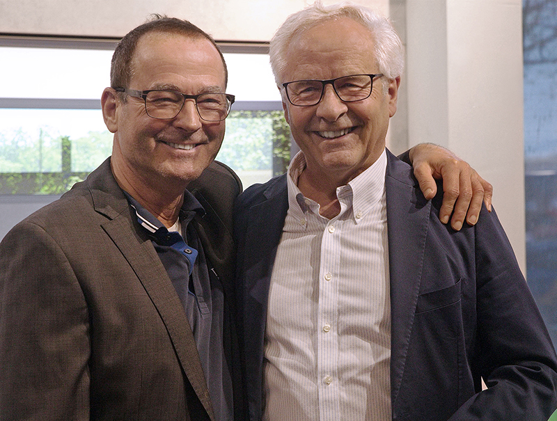 Walter Strässle (r.), Verwaltungsratspräsident des Mehrheitseigners Griesser Gruppe, ehrte Thilo Weiermann in seiner Dankesrede. Foto: © Weinor