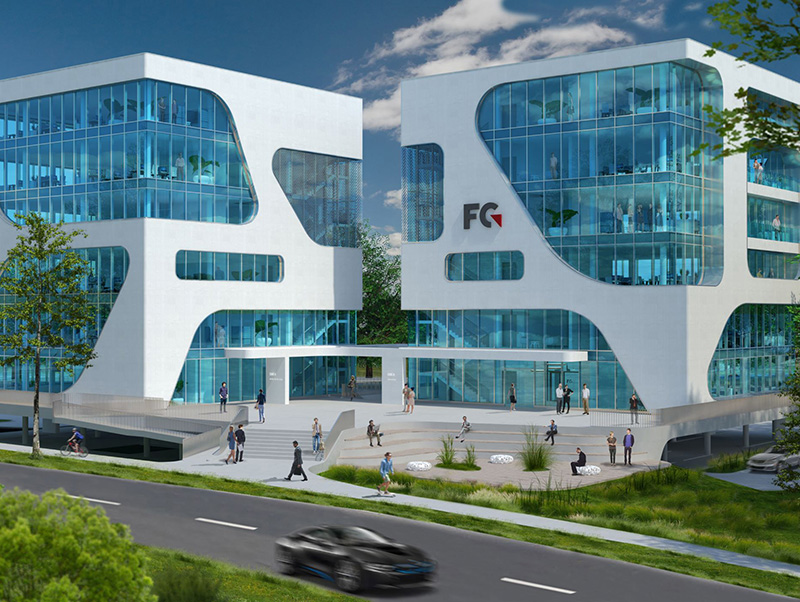 Visualisierung des FC Campus. Foto: © fc.gruppe und 3deluxe-Architekten