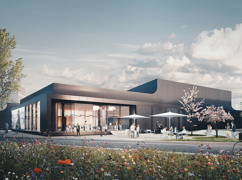 Das Welcome Forum wird die erste Anlaufstelle für Besucher und soll im 1. Halbjahr 2021 fertiggestellt werden. Foto: © one fine day/Studio Dragusha