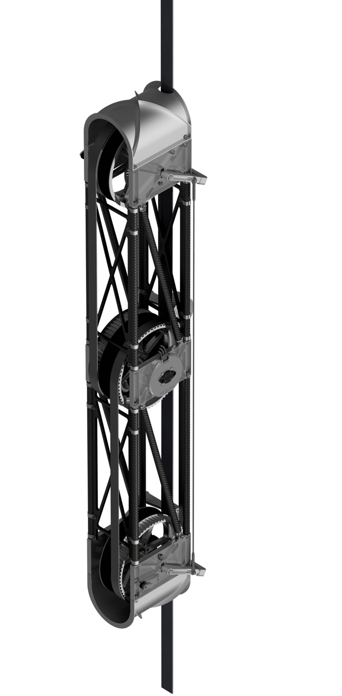 The Graksler 4.3 without covers – the carbon structure in truss construction is visible. This design was chosen because of its simple assembly, efficient production, low mass and good predictability. Photo: © WARR