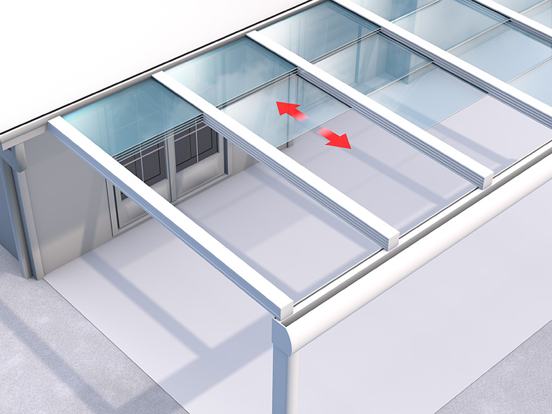 Vitello-Flex lässt sich manuell öffnen und schließen, Vitello-Flex-Plus ist per Fernbedienung steuerbar. Foto: © TS-Aluminium / Vitello-System