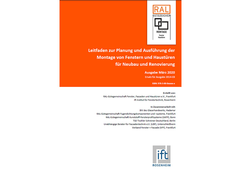 Deckblatt des neuen Leitfadens zur Montage von Fenstern und Haustüren. Foto: © Gütegemeinschaft Fenster, Fassaden und Haustüren