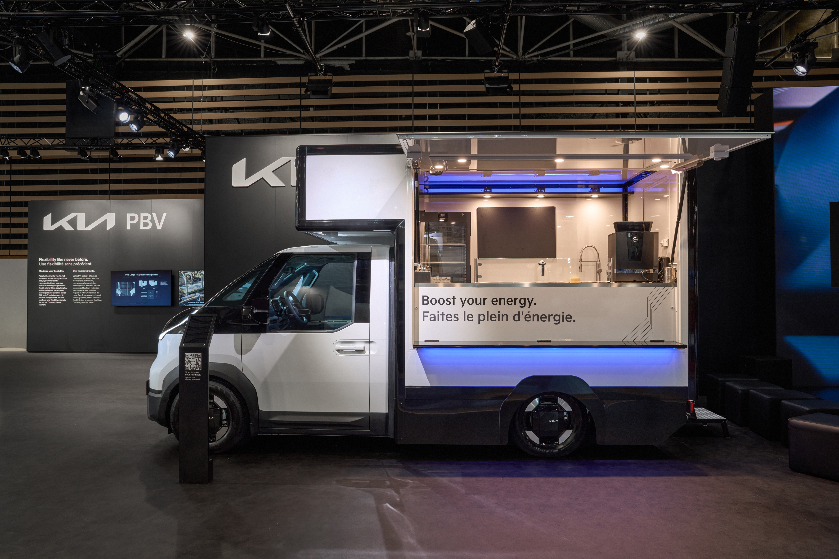 Der Foodtruck ist ein Beispiel für einen Aufbau auf der Fahrgestell-Version des PV5. Foto: © Kia