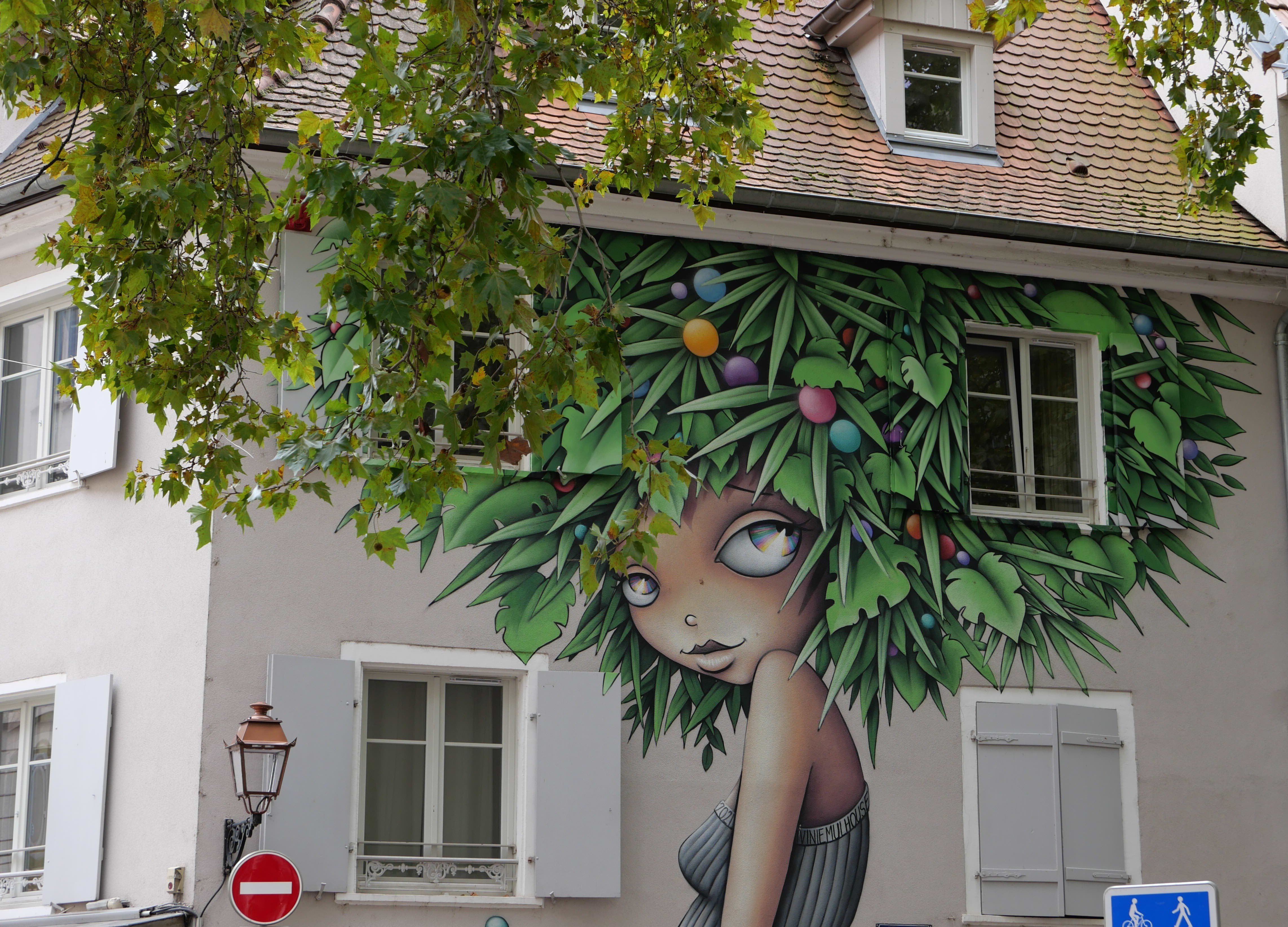 Auffällig – bunte Street Art an den Hausfassaden von Mulhouse. Foto: © Marion Schwarzmann