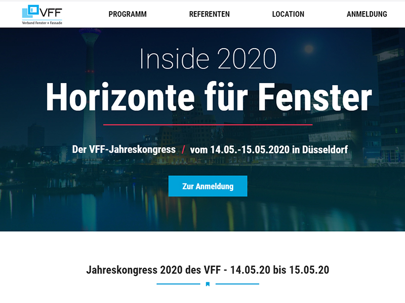 Alle Informationen zum VFF-Jahreskongress Inside 2020 in Düsseldorf finden Sie auf der eigens zum Jahreskongress geschalteten Microsite unter https://jk2020.window.de/ Foto: © VFF