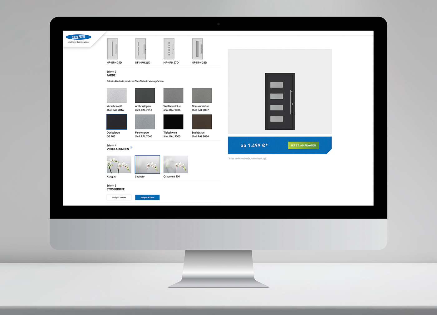 Der Haust&uuml;r-Konfigurator unterst&uuml;tzt Vertriebspartner bei der Generierung von qualitativen Endkunden-Anfragen mit einfacher Konfiguration. Das Online-Tool eignet sich auch zur Einbindung auf Partner-Websites. Foto: © Novoferm