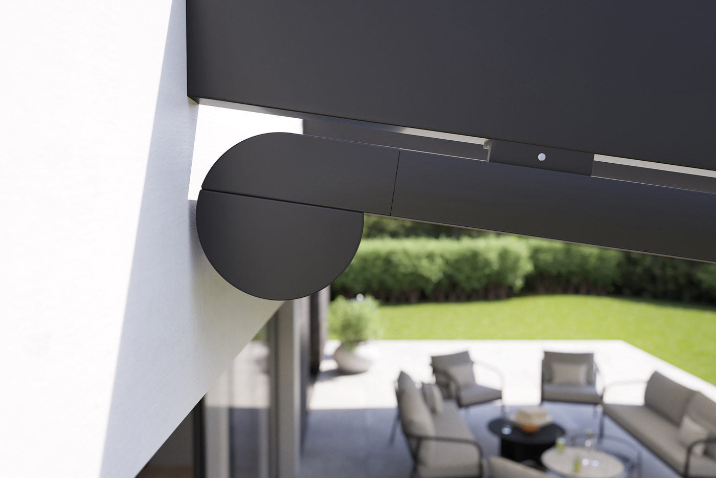 Die Standardfarben f&uuml;r schienengef&uuml;hrte Markisenanlagen wurden um T&ouml;ne erg&auml;nzt, die sich an Architektur- und Outdoortrends sowie an viel gefragten Sonderfarben orientieren. Foto: © Markilux