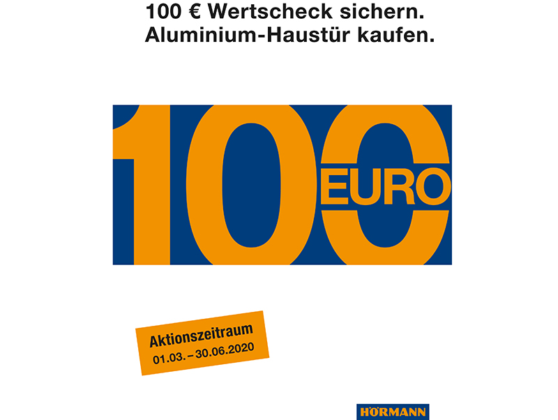 Im Rahmen der Wertscheck-Aktion können Hörmann Partner ihren Kunden hochwertige Aluminium-Haustüren aus dem Hörmann Programm nun günstiger anbieten. Besonders attraktiv: Der Wertscheck kann auch für die bereits reduzierten Aktions-Haustüren des Herstellers eingesetzt werden. Foto: © Hörmann