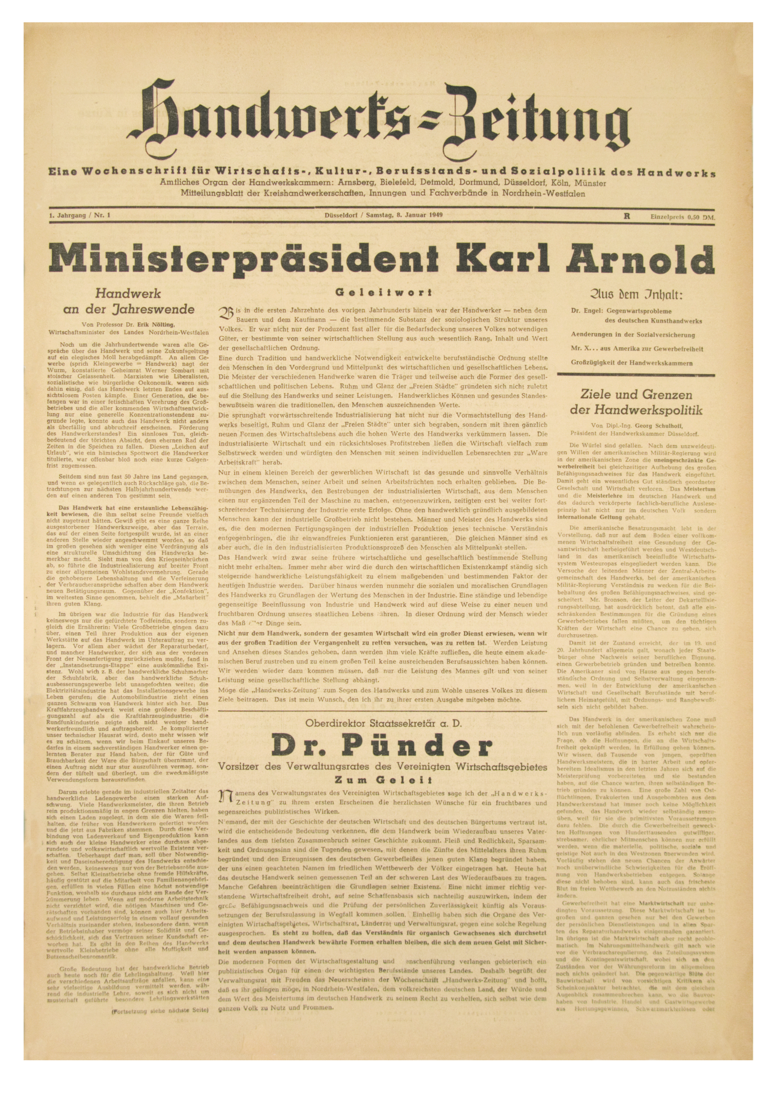 Ausgabe Nr. 1 aus dem Jahr 1949 Foto: © Bildarchiv VH