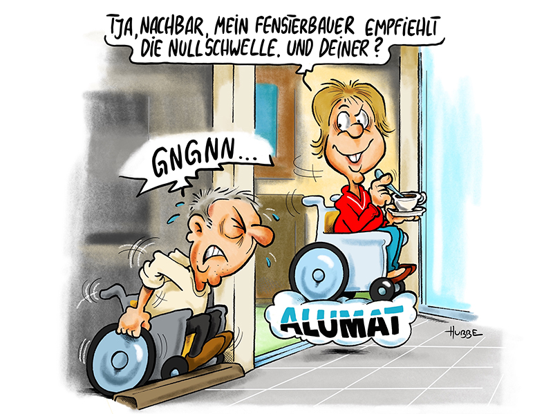 Mein Fensterbauer empfiehlt die Nullschwelle &ndash; auch zur Messe bringt Alumat wieder viele barrierefreie Gestaltungsideen mit, die f&uuml;r Verarbeiter Vorteile im Wettbewerb bieten. Foto: © Alumat