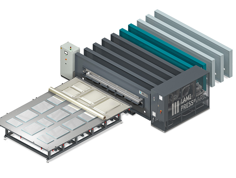 Rendering des Basis-Modells der LamiPress, Automatisierung durch LiSEC. Foto: © LamiPress