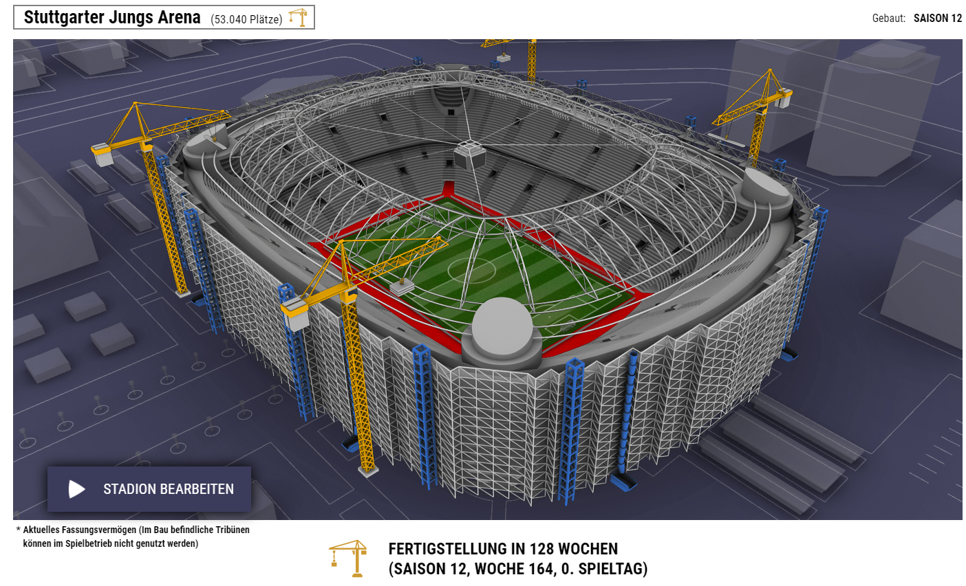 Bauen Sie Ihr eigenes Stadion und benennen Sie es nach Ihren Wünschen. Foto: © Online Football Association