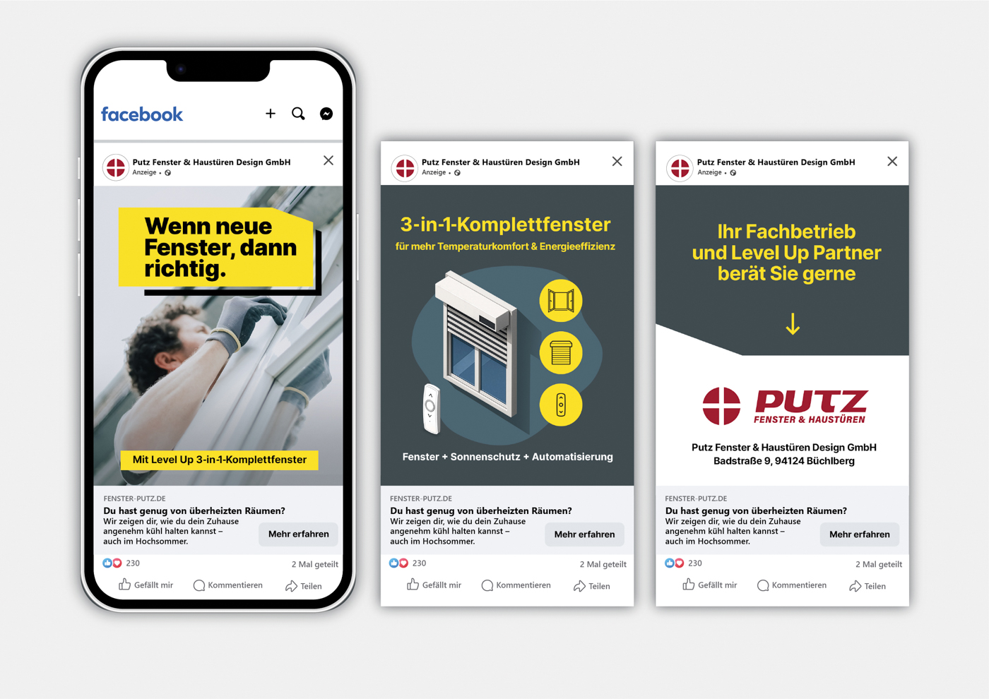 Carousel Ads f&uuml;r Meta-Kampagnen bringen die L&ouml;sung pr&auml;gnant zu interessierten Endkunden. Per Klick gelangen sie auf eine personalisierte Landingpage &ndash; individuell f&uuml;r das jeweilige Fensterunternehmen erstellt. Foto: © Somfy