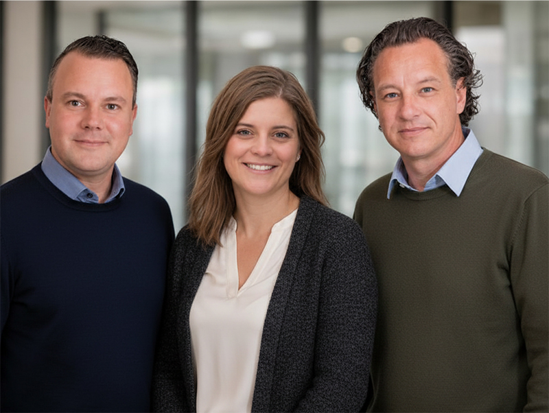 The trio of the GAT Academy (left to right): Kevin Rieke, Martina Koch and Alexander Koch. Photo: © Marie-Theres Niessalla / Daniel Hünfeld – KI bearbeitet 
