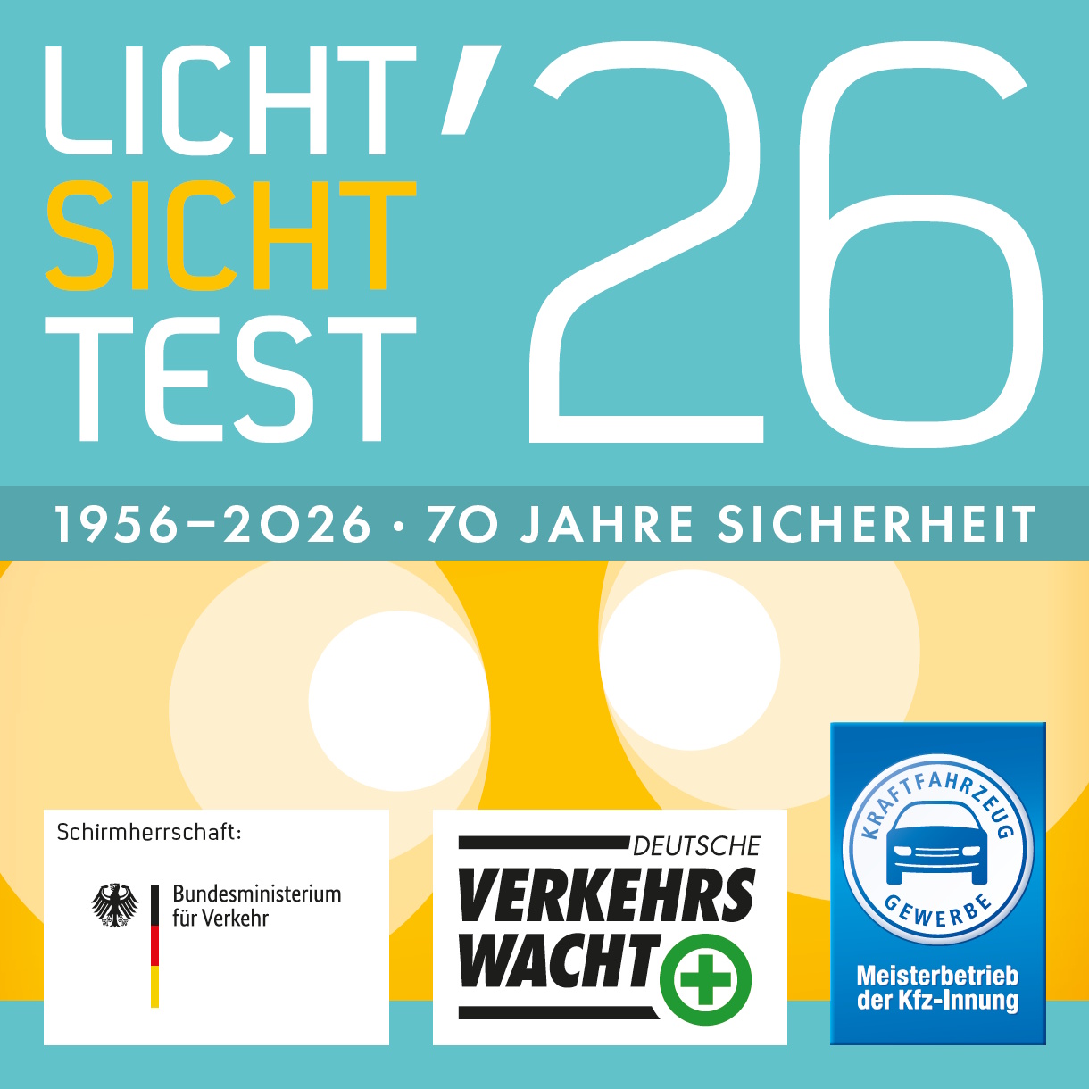 Die Licht-Sicht-Test-Plakette 2026. Foto: © Licht-Sicht-Test / ZDK