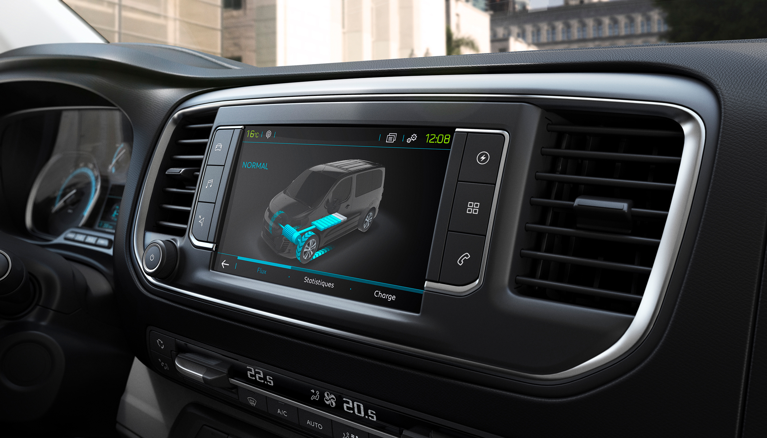 Der Energieverlauf lässt sich auf dem Touchscreen verfolgen. Foto: © Peugeot
