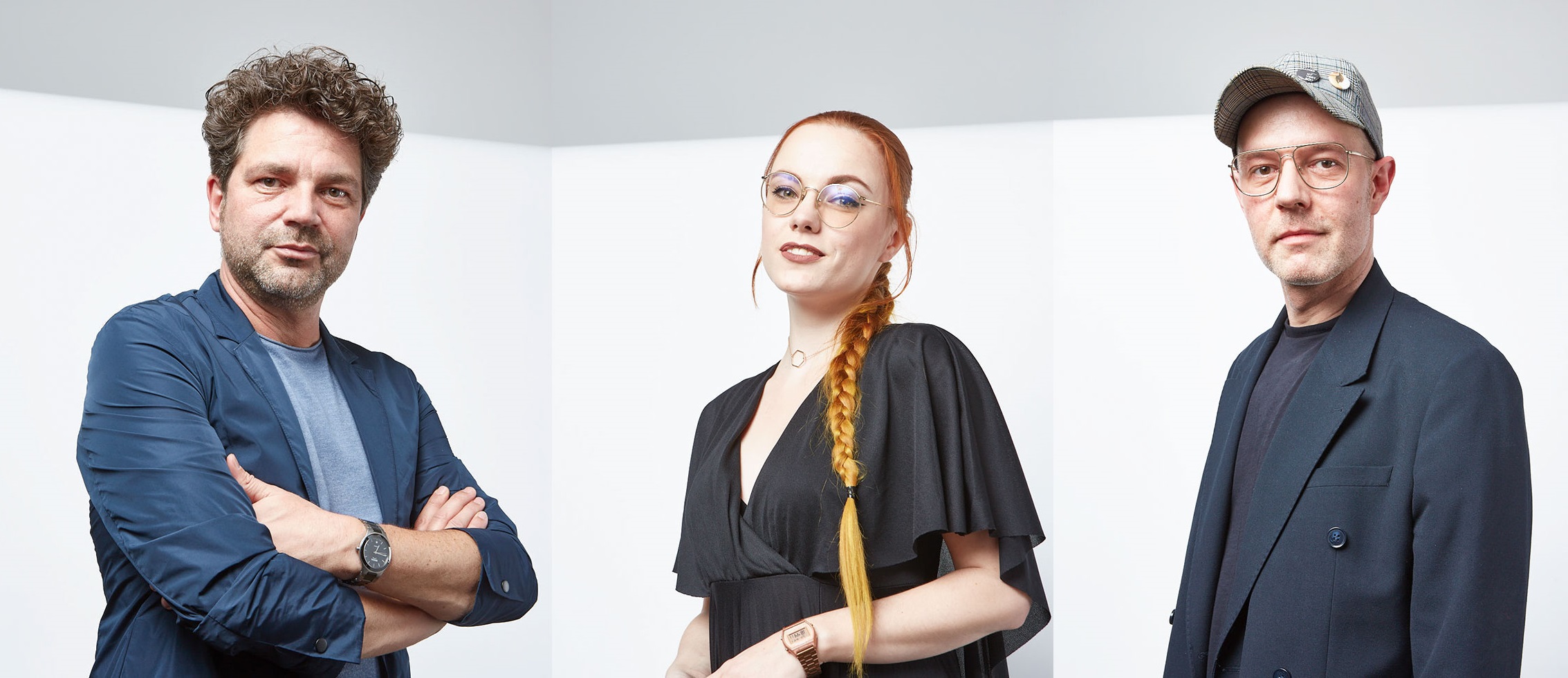 Das sind die Akteure der aktuellen Trendkollektion des Zentralverbandes des Friseurhandwerks: Art Director Antonio Weinitschke, Make-up Artist Sarah Scherer und der stellvertretende Art Director Steven Meth. Foto: © Zentralverband Friseurhandwerk