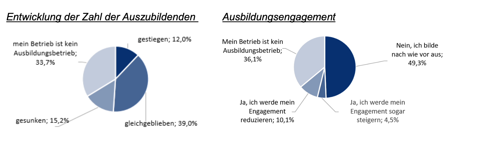Danach befragt, wie sich die Ausbildungssituation im Vergleich zum Vorjahr entwickelt hat, geben die Umfrage-Teilnehmer an. Foto: © Handwerkskammer Dortmund