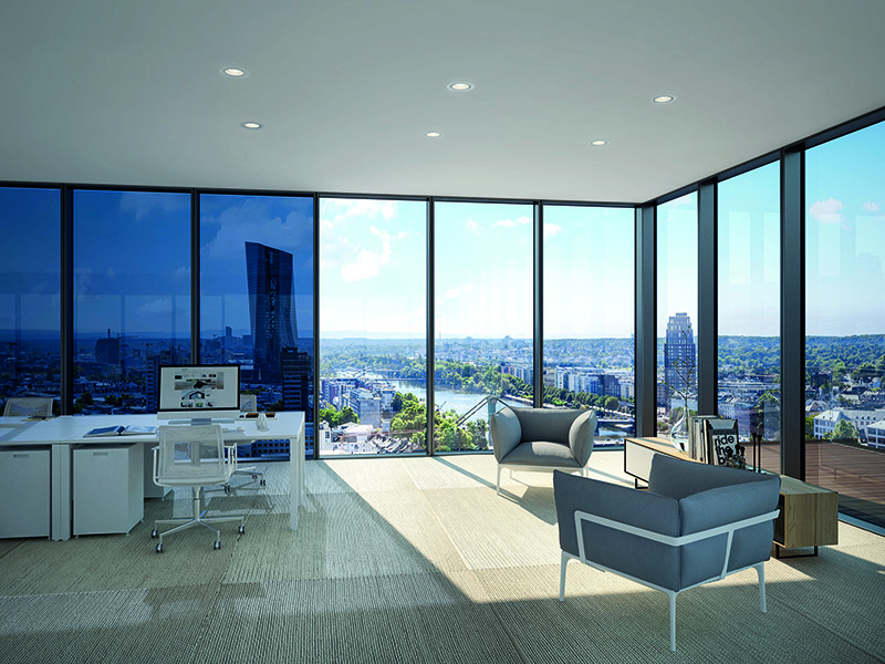 Schüco SageGlass: ein dynamisches Glas für Schüco Fenster und Fassaden – aus der Kooperation mit Saint-Gobain. Foto: © Schüco International KG