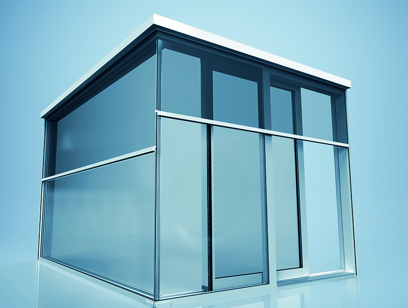 Die Ecklösung sorgt für Zip-geführten Sonnenschutz an Ganzglasecken mit nur einer einzigen Seilführung. Foto: © heroal