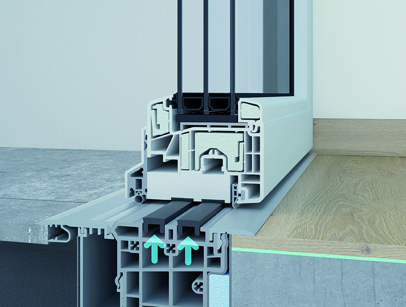 Tür geschlossen – Magnete ziehen sich nach oben und machen das System absolut dicht. Foto: © Alumat-Frey GmbH