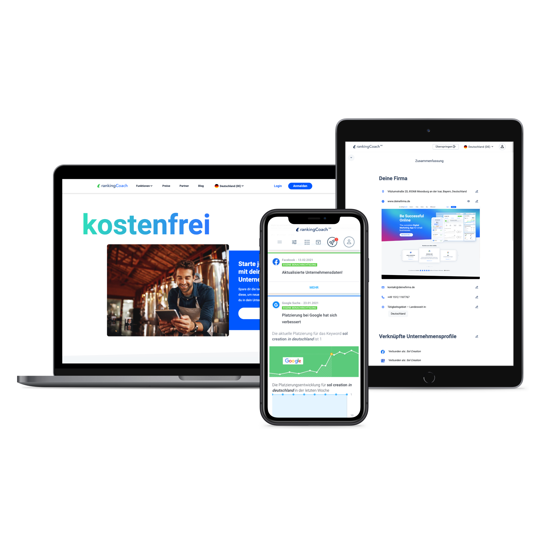 Die App rankingCoach free kann auf dem PC, Laptop, Tablet oder Smartphone installiert werden. Foto: © rankingCoach