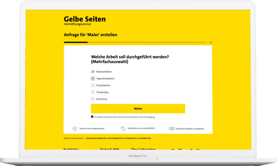 Mit wenigen Schritten können Gelbe-Seiten-Nutzer das Angebot eines Malers oder anderer Handwerker einholen. Foto: © Gelbe Seiten Marketing Gesellschaft mbH