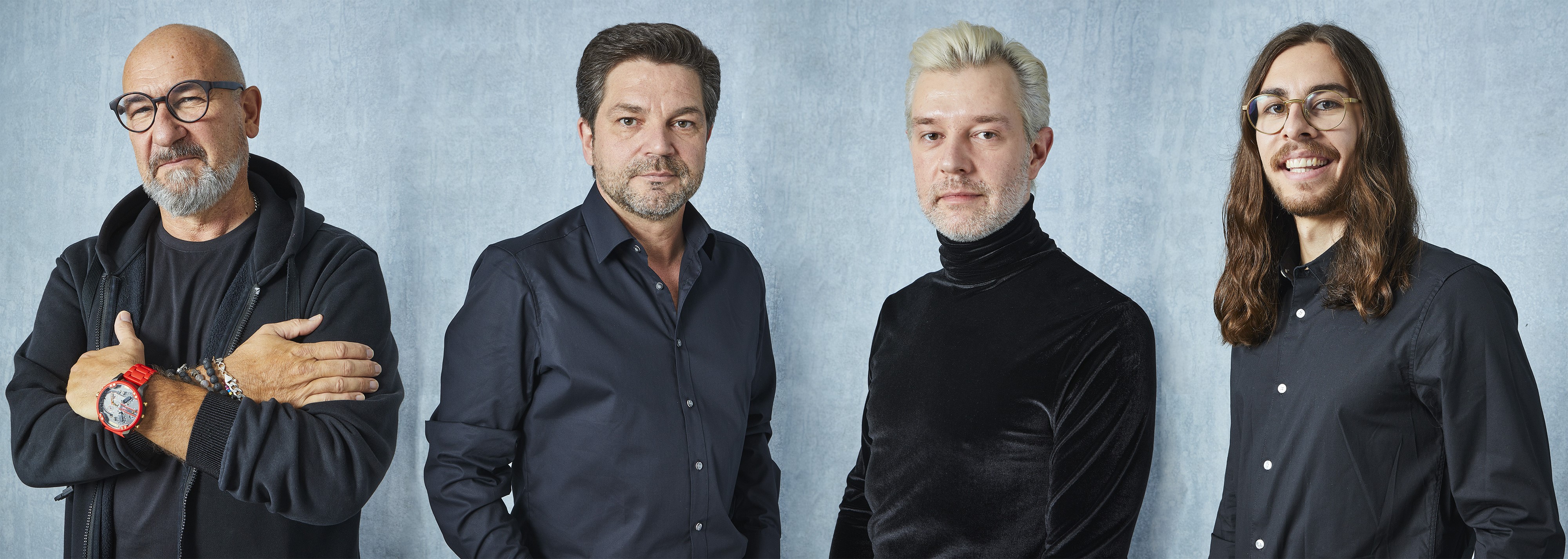 Die Akteure der aktuellen Mode (v.l.n.r.): Roberto Laraia, Art Director Antonio Weinitschke, stellvertretender Art Director Steven Meth und Ozan Türk. Foto: © Zentralverband Friseurhandwerk