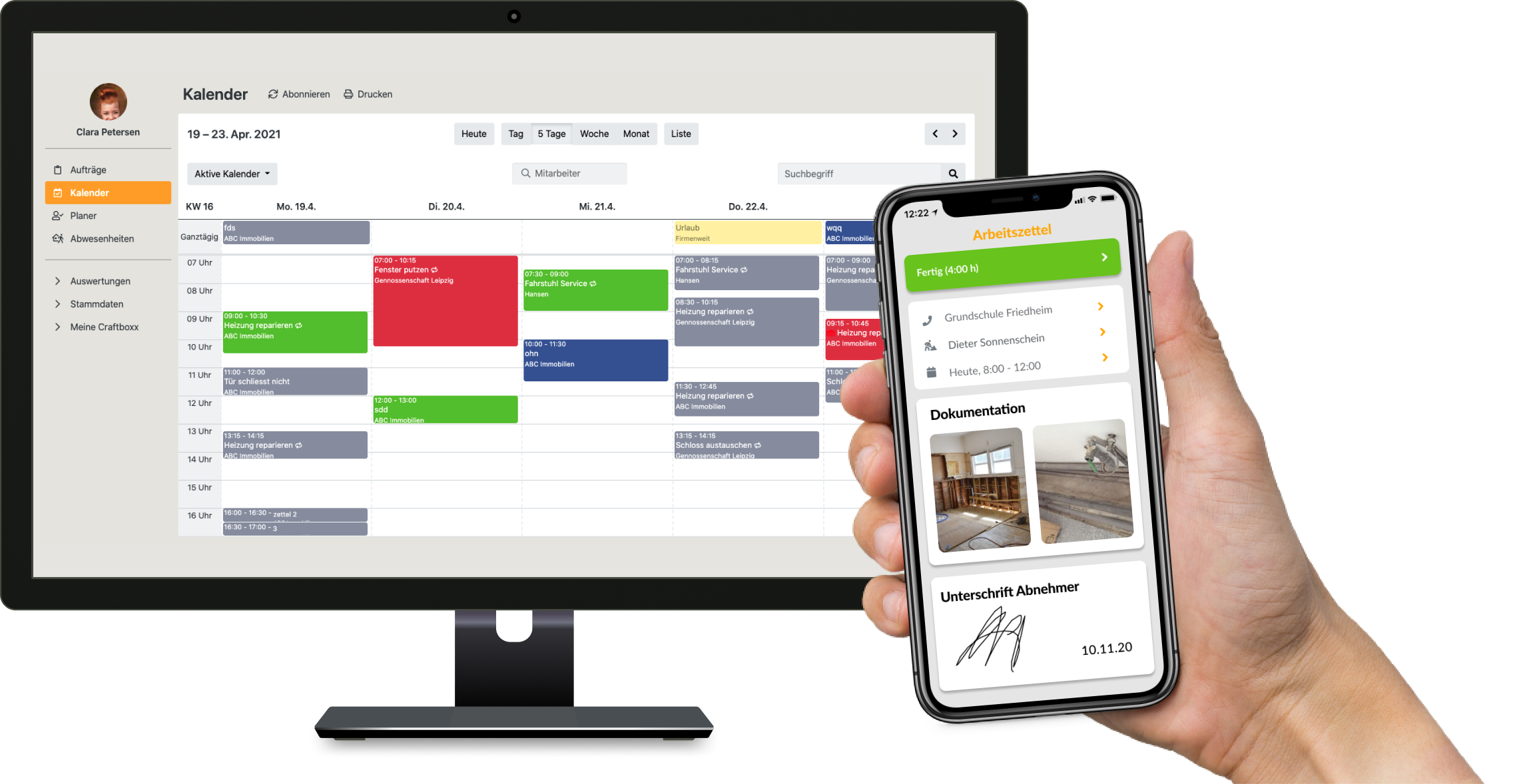 Mit Plan-it werden die Arbeitsabläufe im Büro organisiert. Über Do-it erhalten die Monteure den jeweiligen Arbeitsauftrag auf ihr Smartphone. Foto: © Craftboxx