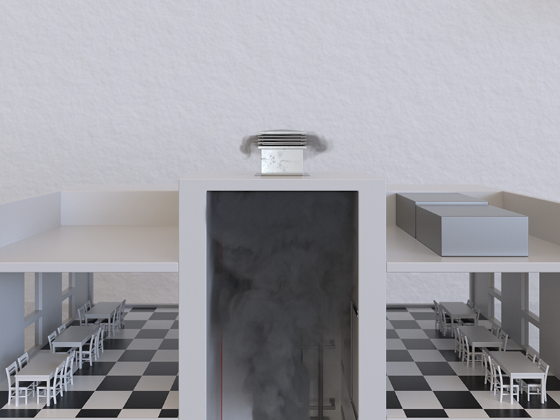 Smoke moves through the shaft to the outside. Photo: © B.A.S.E. Solution GmbH