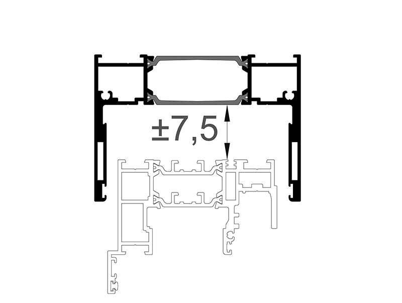 Das thermisch getrennte Höhenausgleichsprofil ermöglicht es Bautoleranzen bis 7,5 Millimeter nach oben und unten im eingebauten Zustand auszugleichen. Foto: © Solarlux
