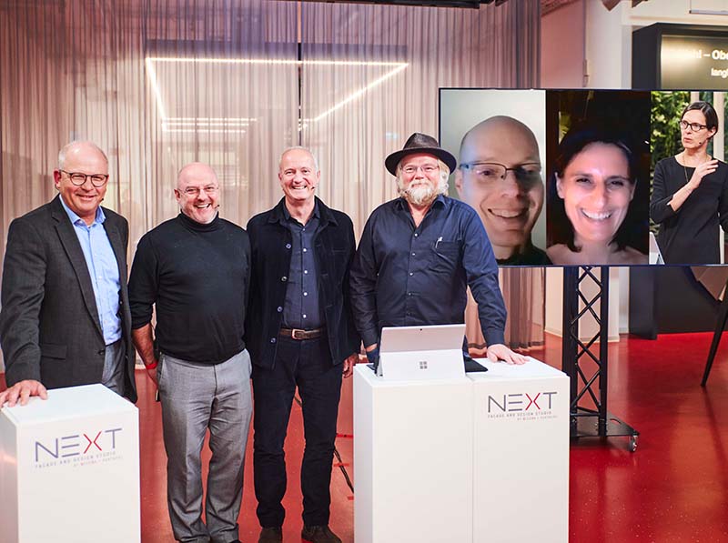 Holger Techen, Rudi Scheuermann, Joachim Wendt, Martin Belz, Alexander von Birgelen, Schirin Taraz und Nicole Pfoser (v.l.n.r.). Foto: © Wicona / Mediashots