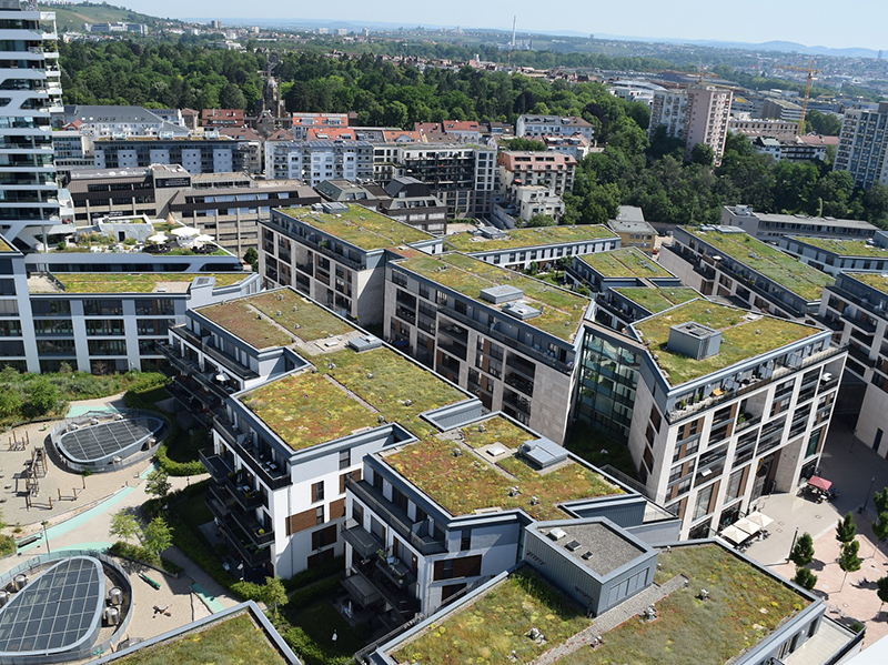 Blick über Stuttgarts Dächer. Die Landeshauptstadt führt die BuGG-Gründach-Bundesliga an. Foto: © Bundesverband GebäudeGrün e. V.