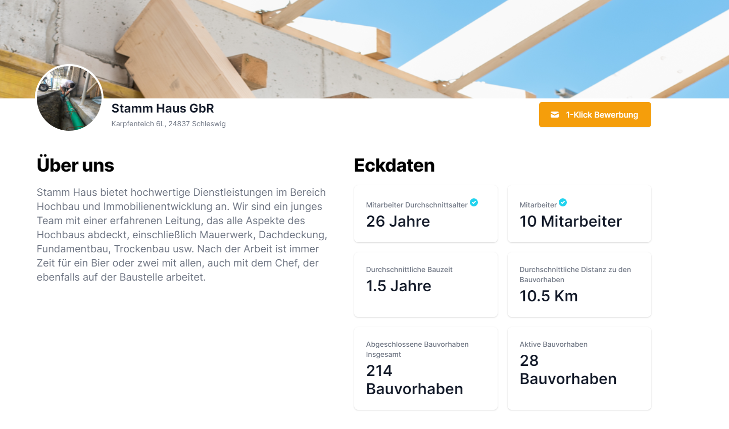 Crafthunt-Profil eines Baubetriebs Foto: © Crafthunt/Protonaut GmbH