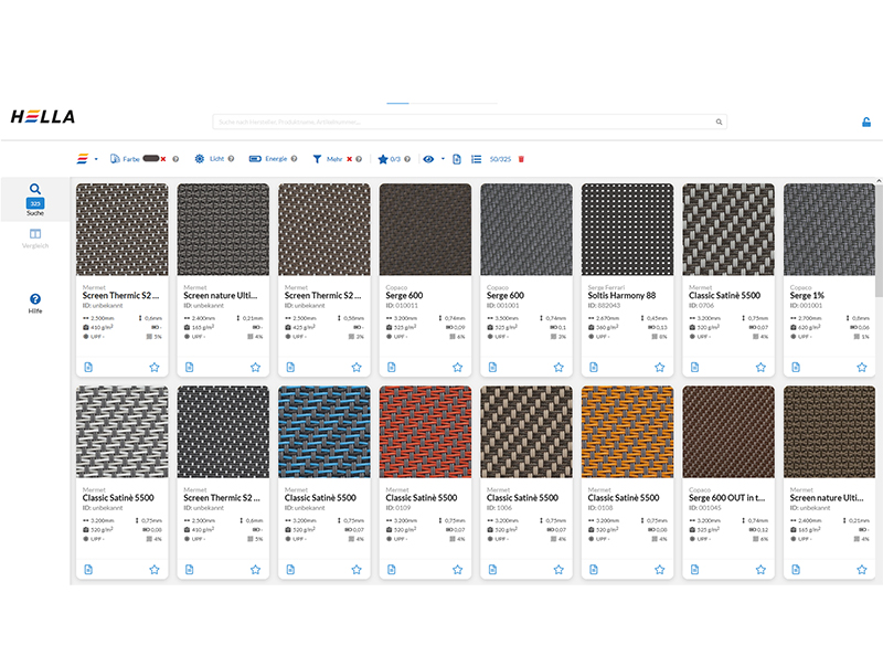 Ein neues Tool erleichtert die Auswahl des richtigen Gewebes für Architekten, Planer und Endkunden. Foto: © Hella