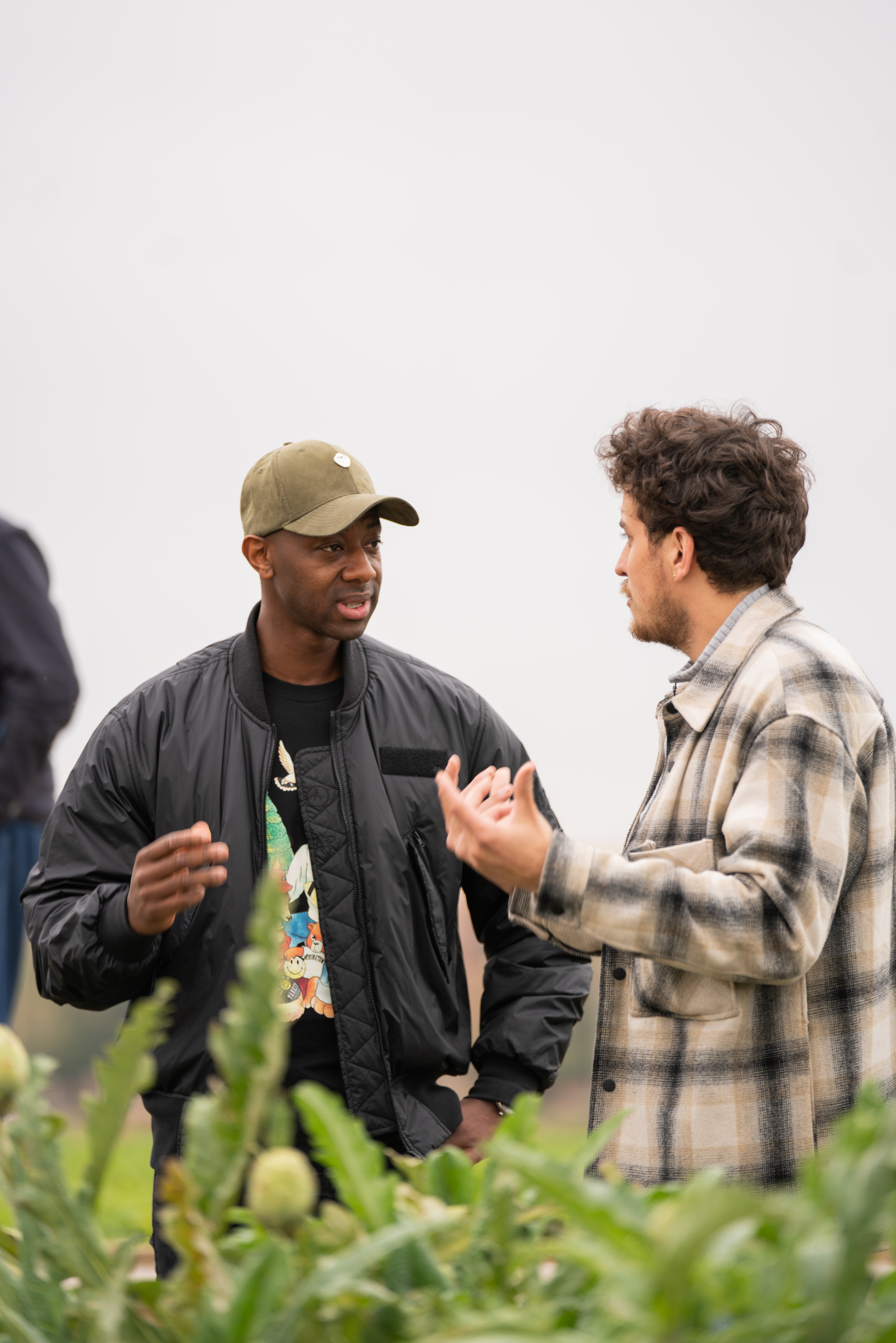 Anthony Sarpong (l.) und Alejandro Panach auf einem Artischockenfeld der l‘Horta, den grünen Gürtel, von Valencia. Foto: © Marvin Evkuran/DHB