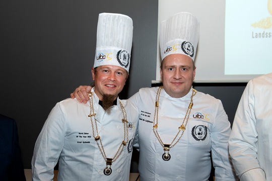 Der fränkische Bäckermeister und Brotsommelier Axel Schmitt (l.) wurde zum Worlbaker of the Year ernannt. Sig­urður Már Guðjóns­son (r.) aus Island wurde weltbester Konditor. Foto: © UIBC