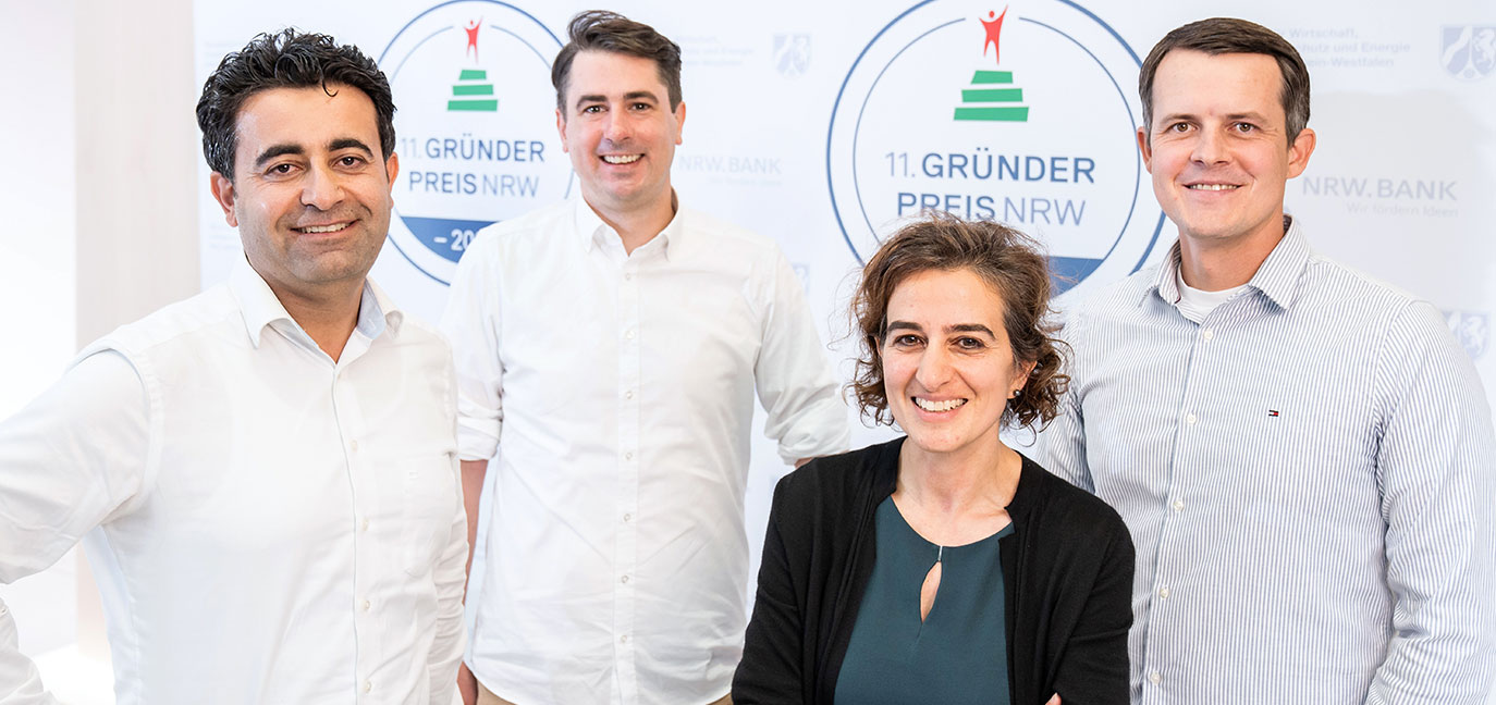 Hind Seiferth, Jan Knoche, Matthias Lohse und Khouschnaf Ibrahim sind die Gründer der Unigy GmbH. Foto: © NRW.BANK