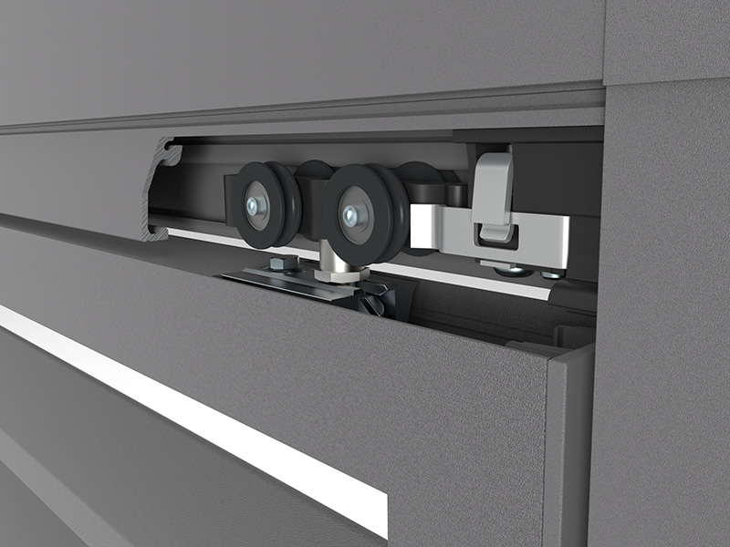 Die Form der Räder wurde an die obere Schiene angepasst, um ein perfektes Gleiten zu ermöglichen. Foto: © Renson