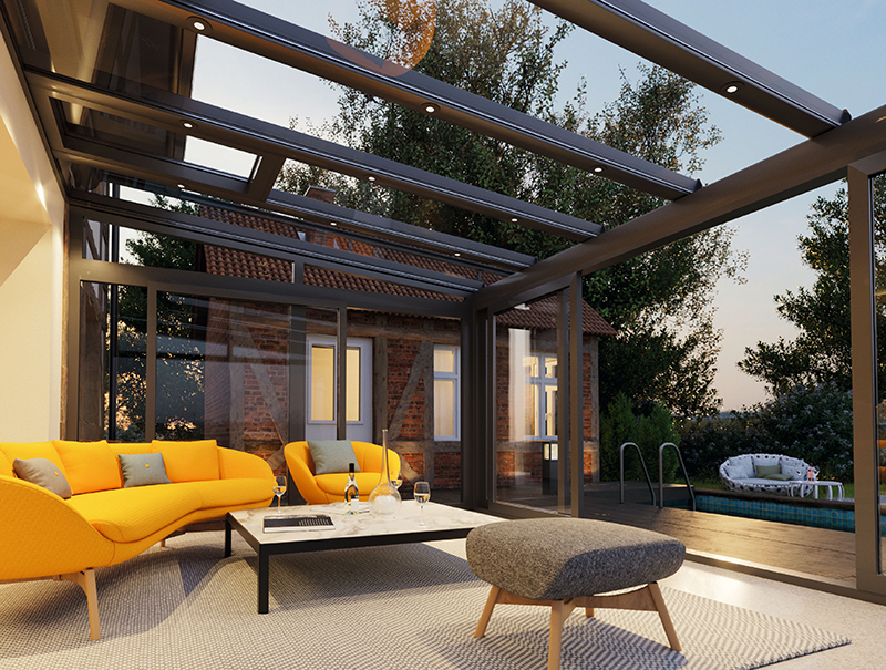 Hebe-Schiebetüren ermöglichen große Öffnungsweiten und brauchen nur wenig Platz. Foto: © TS-Aluminium