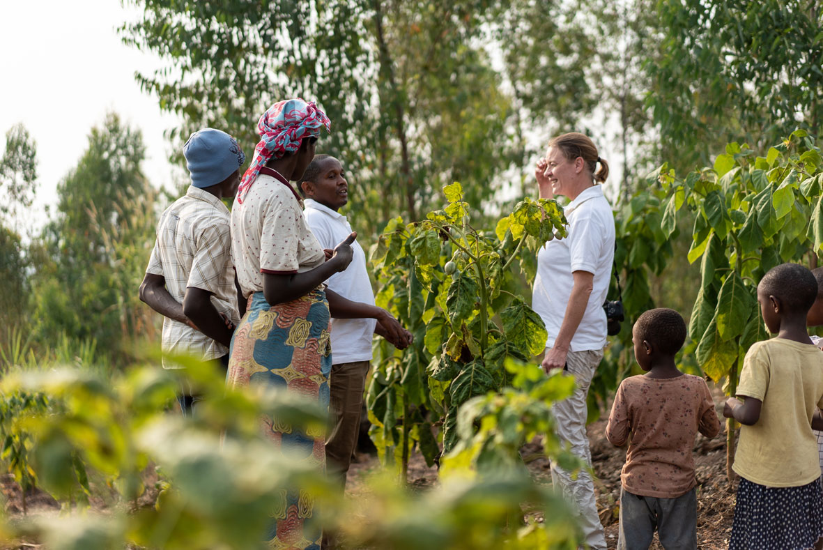 Katrin Schray mit ihren Zulieferinnen auf einem Tamarillo-Feld. Foto: © Jordan Snowzell